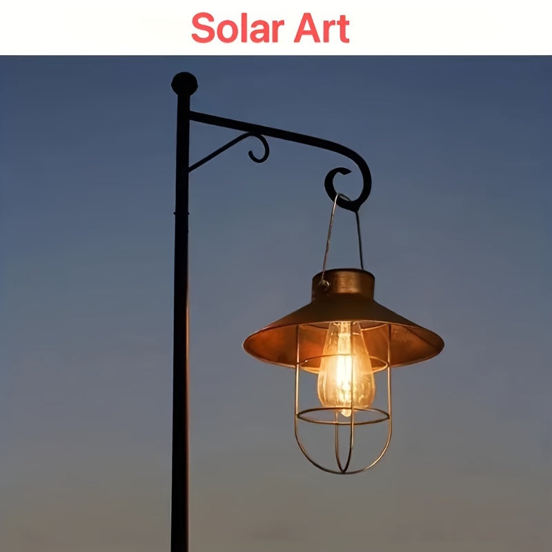 Solar Wrought Iron Courtyard Pendant Light Garden Landscape Lamp Courtyard Garden Balcony Decorative Chandelier Solar Courtyard Decorative Art
