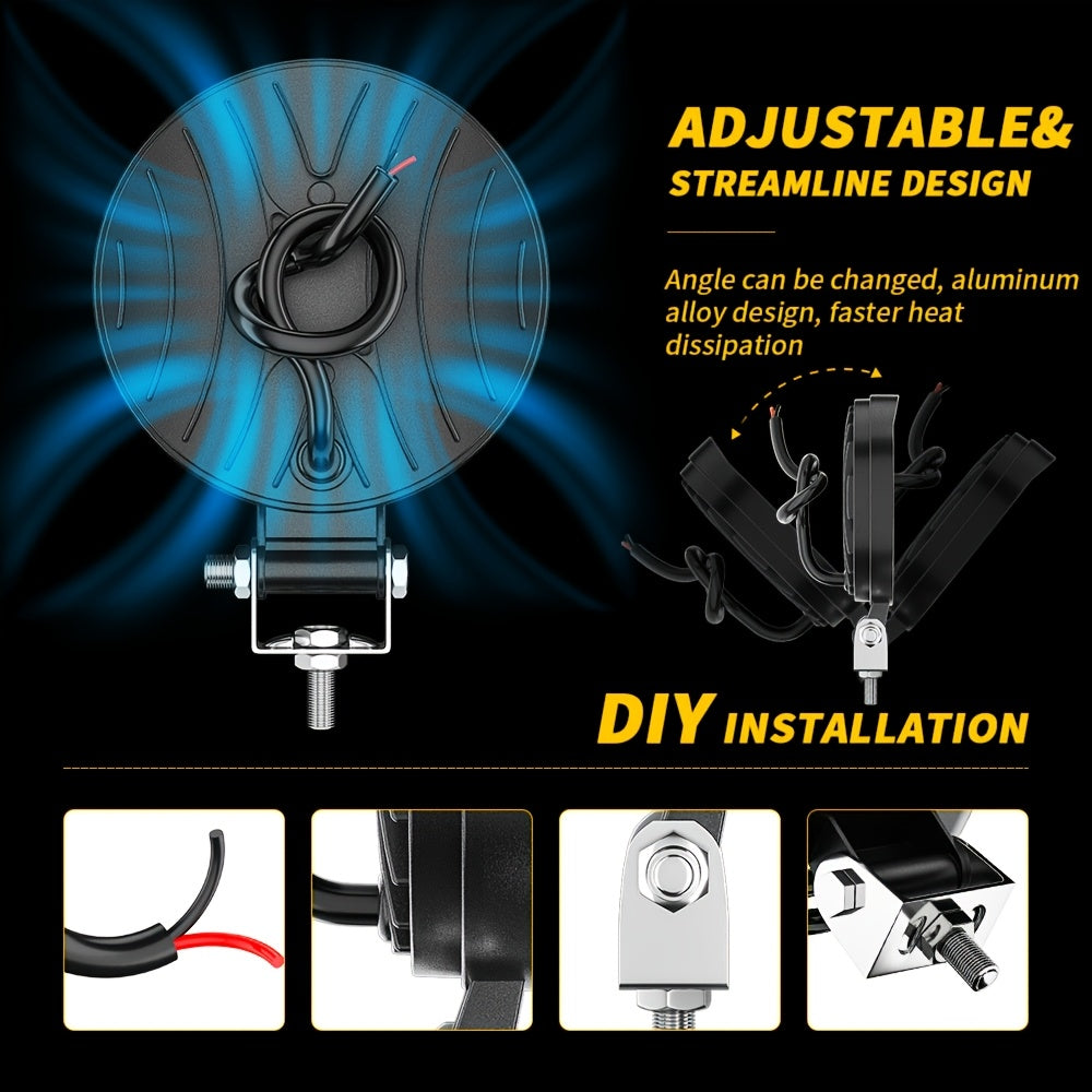 2Pcs 66W LED Work Light Round Square LED Off-Road Light Bar Flood Fog Light 12V 24V Off-Road 4x4 LED Headlight