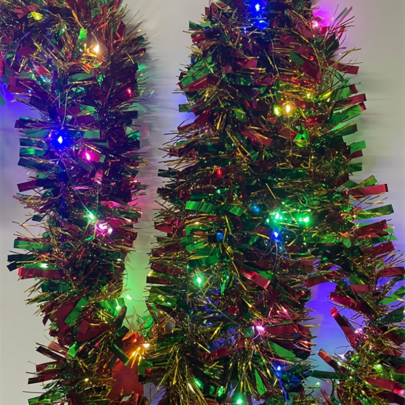 1套30LED Dingion 圣诞彩带灯串 金属闪亮带灯树 厚型悬挂装饰品 适用于圣诞派对室内LED灯圣诞彩带灯串