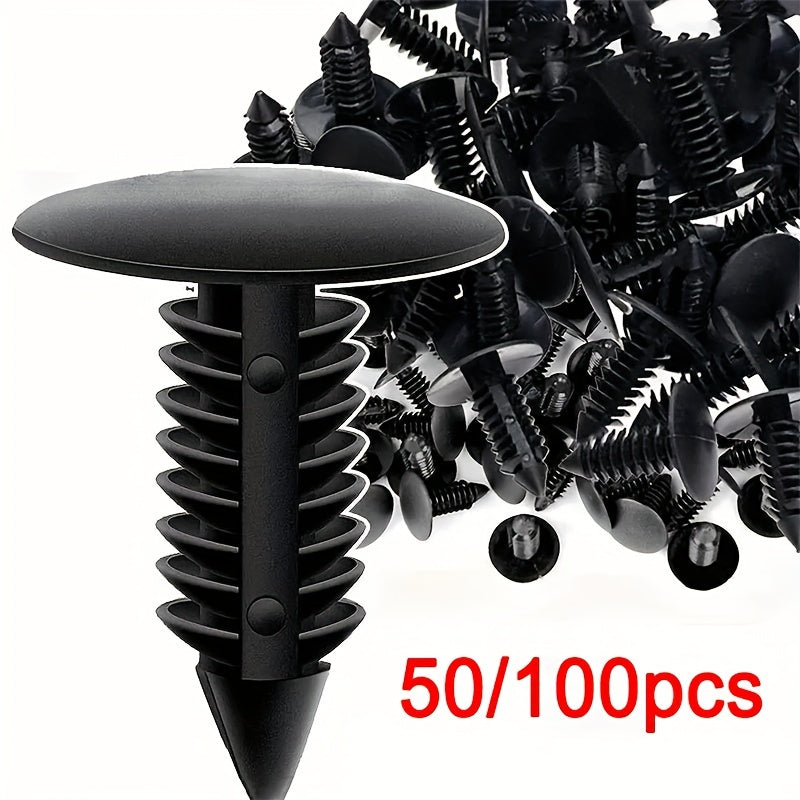 50/100-Pack 8mm Auto Plastic Barbed Christmas Tree Rivet Clips – Plastic Push Retainer Rivets, Bumper Rivets, Fender Clips for GM & Ford