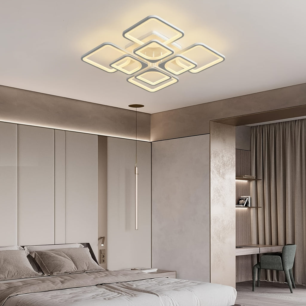 Enncll modern LED ceiling light, dimmable flush mount ceiling light fixture, with remote control, 23.6" 8-square acrylic ceiling light, suitable for kitchen, living room, dining room, bedroom, 3000K-6500K