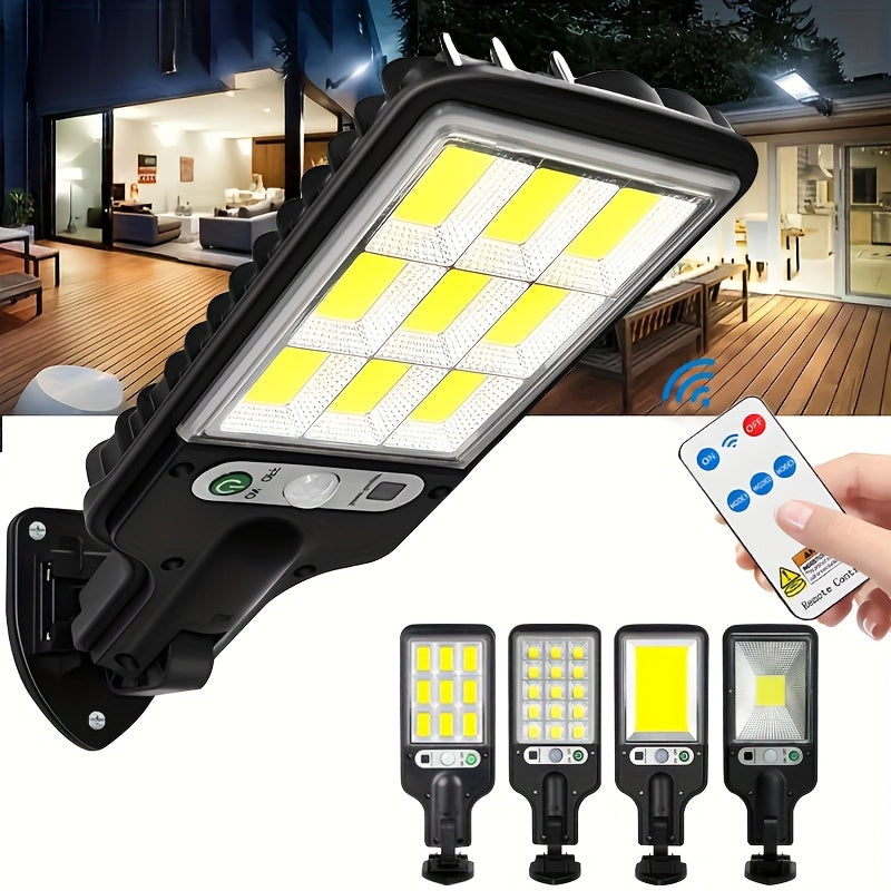 1 Piece 108/117COB Sensor Street Light, ABS Material, 28/60/72LED Ultra-High Power, Remote Control, 3 Functional Modes, Switchable Automatic Lighting in Darkness, High-Power Outdoor Recessed Mounting, Suitable for Roads