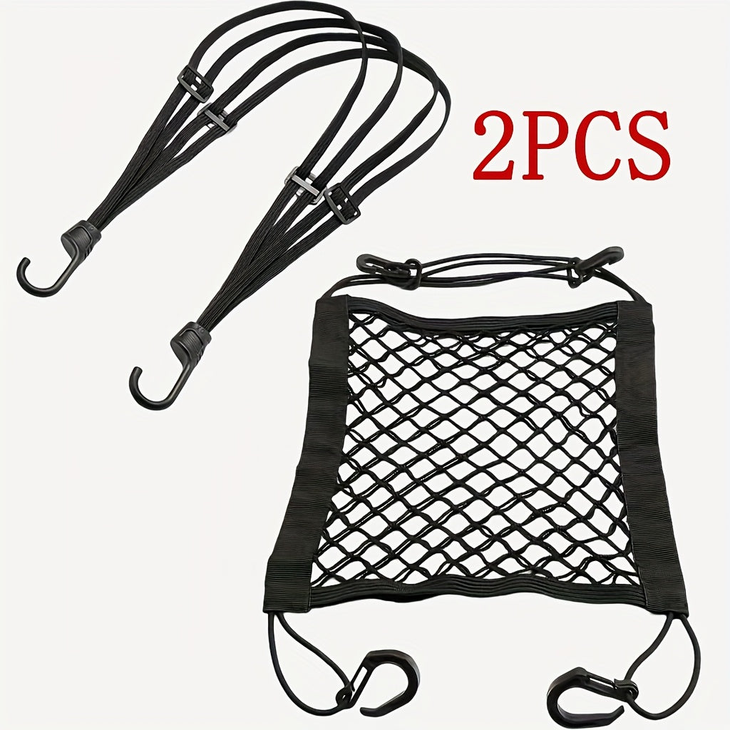 Bungee Cargo Net with Hooks – Elastic Motorcycle & Bike Helmet Net – Black Mesh Luggage Organizer for Secure Storage