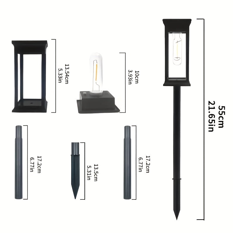 8 Pack Solar Lawn Light Outdoor Courtyard Light, Square Vintage LED Landscape Light, Household Ground Insert Villa Garden Decorative Light, Modern Simple Design, Light Sensor Auto Illumination, IP44 Protection Rating, Warm Yellow Light