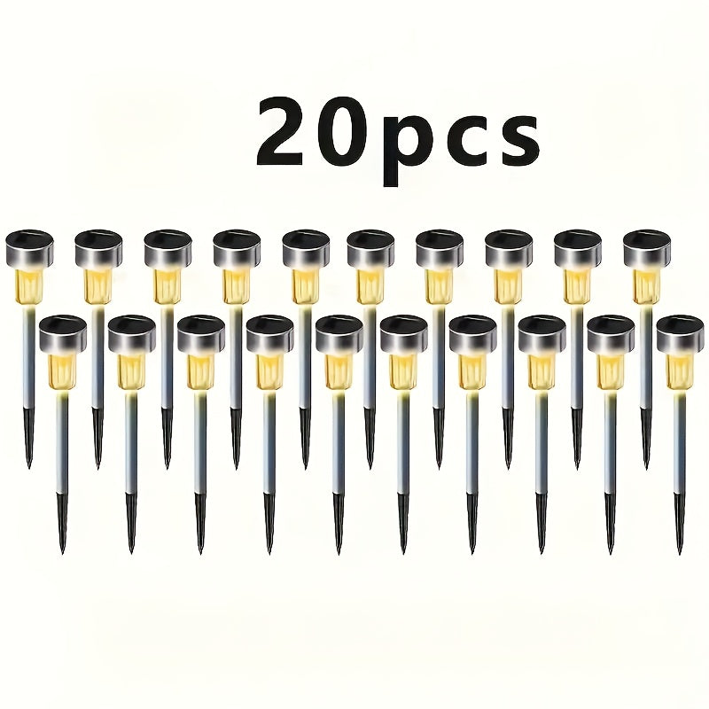 20/30/40/50-Pack Solar LED Light, Outdoor Stainless Steel Solar LED Stick Light, IP44 Waterproof Rating, Suitable for Courtyard, Lawn, Path, Patio, Driveway and Garden Landscape Decorative Light, Can Be Used for Holiday Parties
