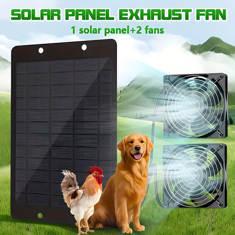 10W 12V Solar Dual Fan Exhaust Fan, Black Solar Ventilation Fan with Solar Panel, Suitable for RV, Chicken Coop, Greenhouse, Shed and Pet House Window