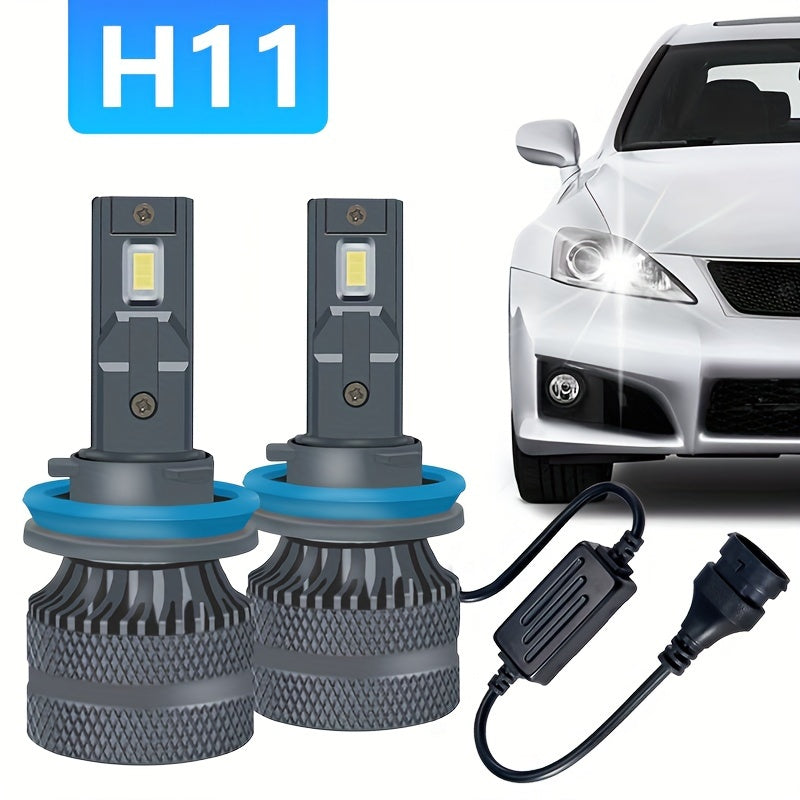 2Pcs HB3 9005 HB4 9006 HIR2 9012 LED Car Bulbs, H8 H1 H4 H7 H11 High/Low Beam Fog Light 120W Super Bright White 6500K, Bright CSP Chip Design LED Plug-and-Play Bulbs