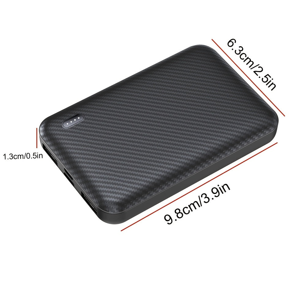 Super compact mini power bank charger 5000mAh, super mini 5V 2A high-density battery pack mobile phone charger, suitable for heating clothes, mobile phones, tablets, smart watches, etc. Gift choice for men and women