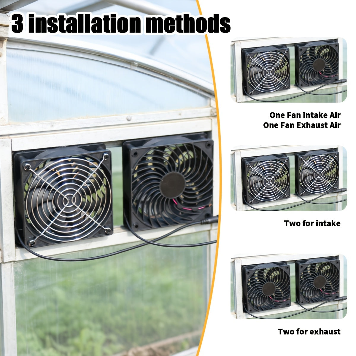 1PC Solar Panel + Dual Fan Kit, Indoor and Outdoor Air Circulation, Solar Powered, Easy to Install, Suitable for Greenhouse, Pet House, Livestock Ventilation and Outdoor Camping (Battery Not Included)