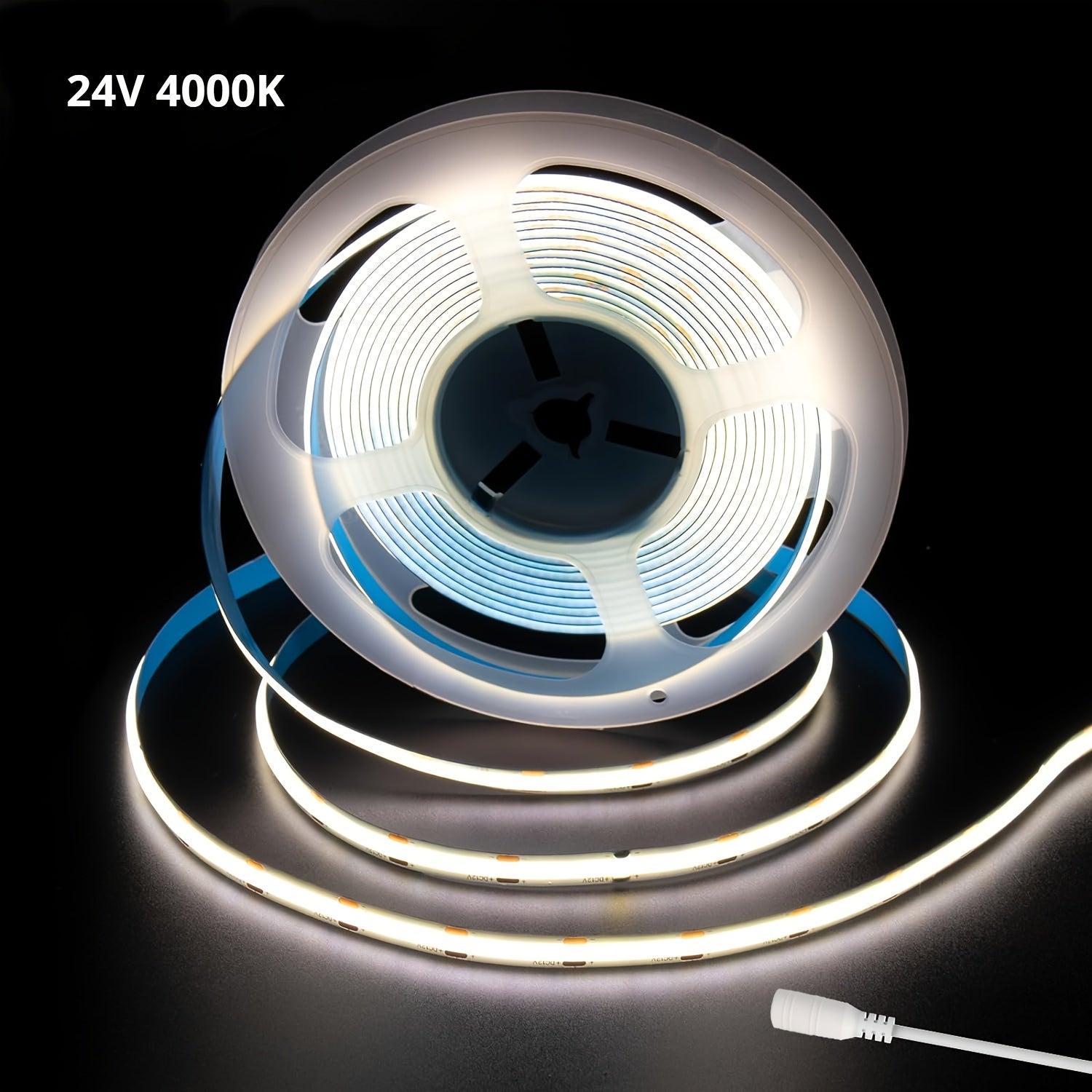 12V/24V320灯/米8mm宽COB灯带配DC连接器5米一套