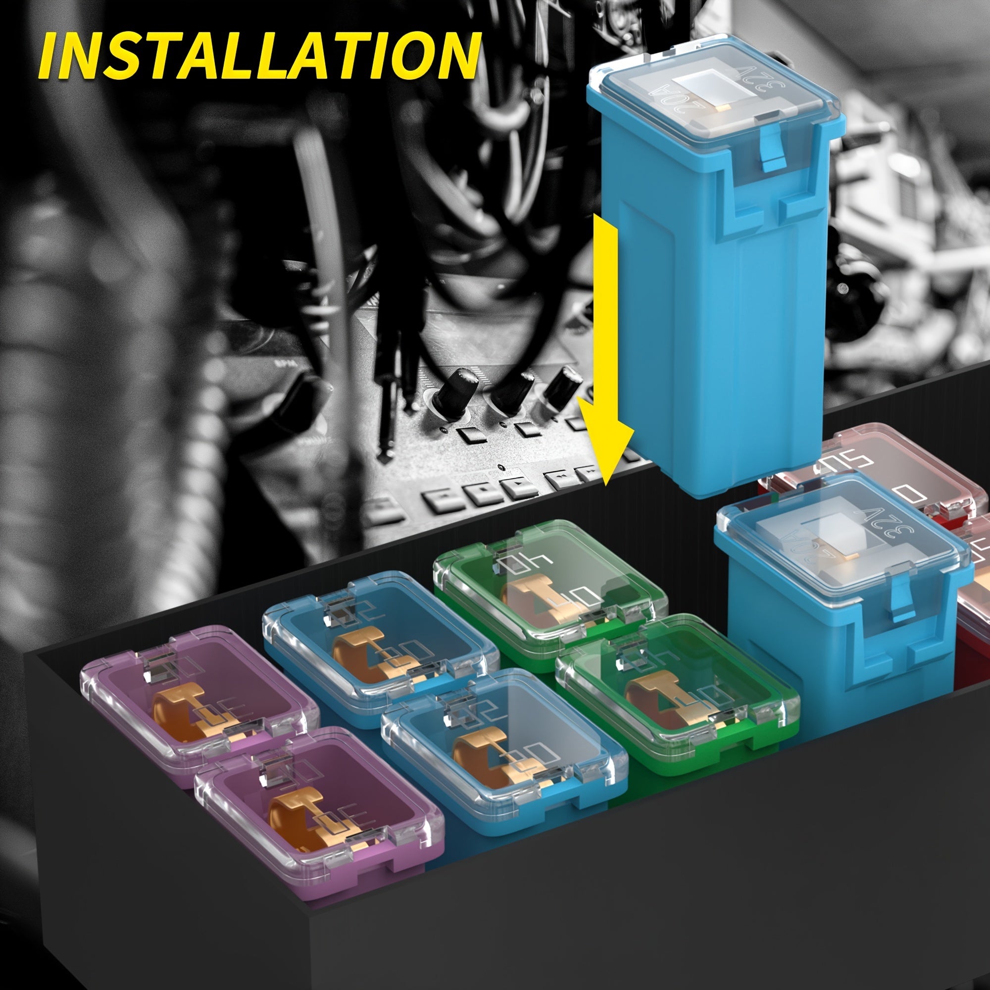 36 Pcs Automotive Fuse High Profile and Low Profile Fuse Combo Kit, 3 of Each for High and Low Profile 20A, 30A, 40A, 50A, 60A, 80A, Low Profile and High/STD Profile Cartridge Fuse Assortment Kit (20A, 30A, 40A, 50A, 60A, 80A)