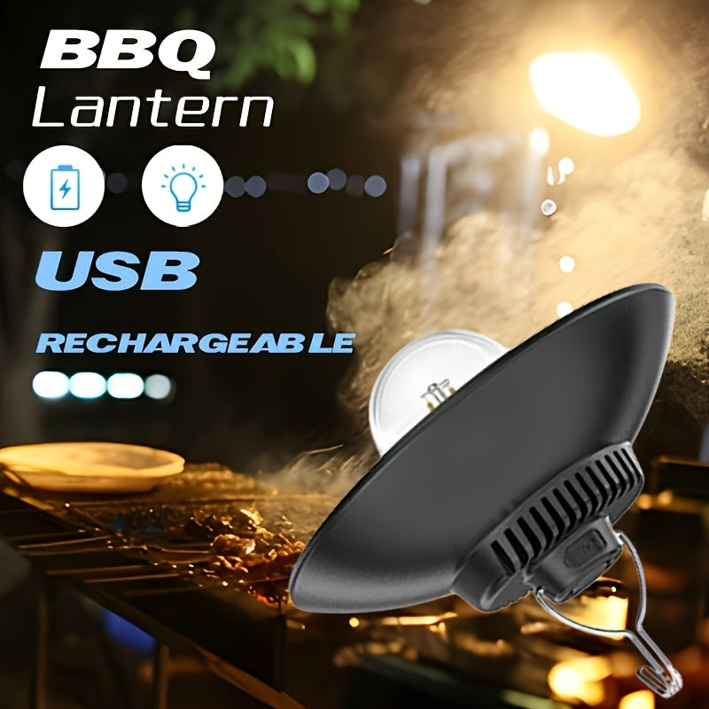 1 USB rechargeable tent light, 2-mode hanging bulb light, portable camping lantern, outdoor LED work light with hook design, emergency lighting, vintage tent light, suitable for hiking, fishing, barbecue, camping, daily use