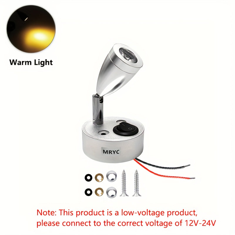 房车阅读灯3W聚光灯,房车露营车室内照明灯，床头阅读灯,DC12-2V