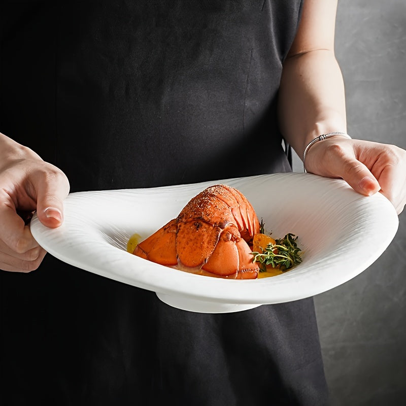 1pc Creative Irregular Shape Plate, High-End Sense Irregular Dish, Home Western Dinner Plate, Cold Dish Plate, Salad Plate, High-Appeal Food Presentation Plate