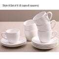 6-Piece Ceramic Espresso Cup Set with Saucers, 3oz White Simple Style Coffee Cups – Espresso Cups, Tea Cups, Latte Cups