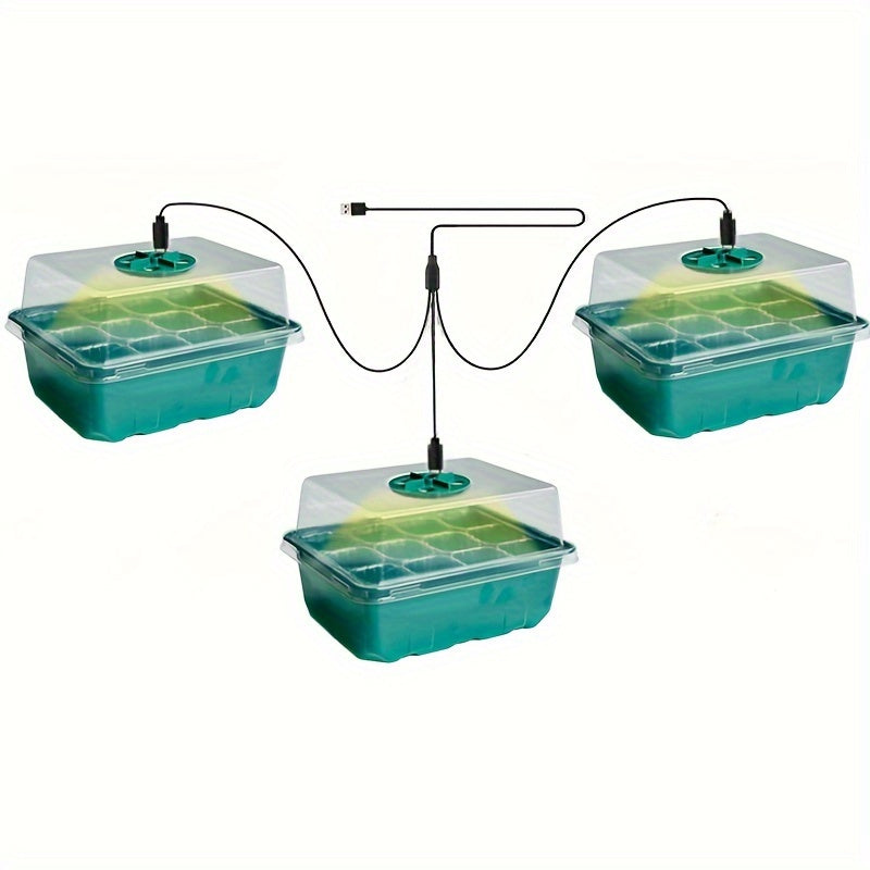 1/2/3/4/5-Pack Seedling Tray Kit with Grow Light – 12/24/36/48/60 Cells Tray with Adjustable Brightness & Humidity Control; Hydroponic Wheatgrass Seedling Starter Kit, Ideal for Grow Light Cultivation