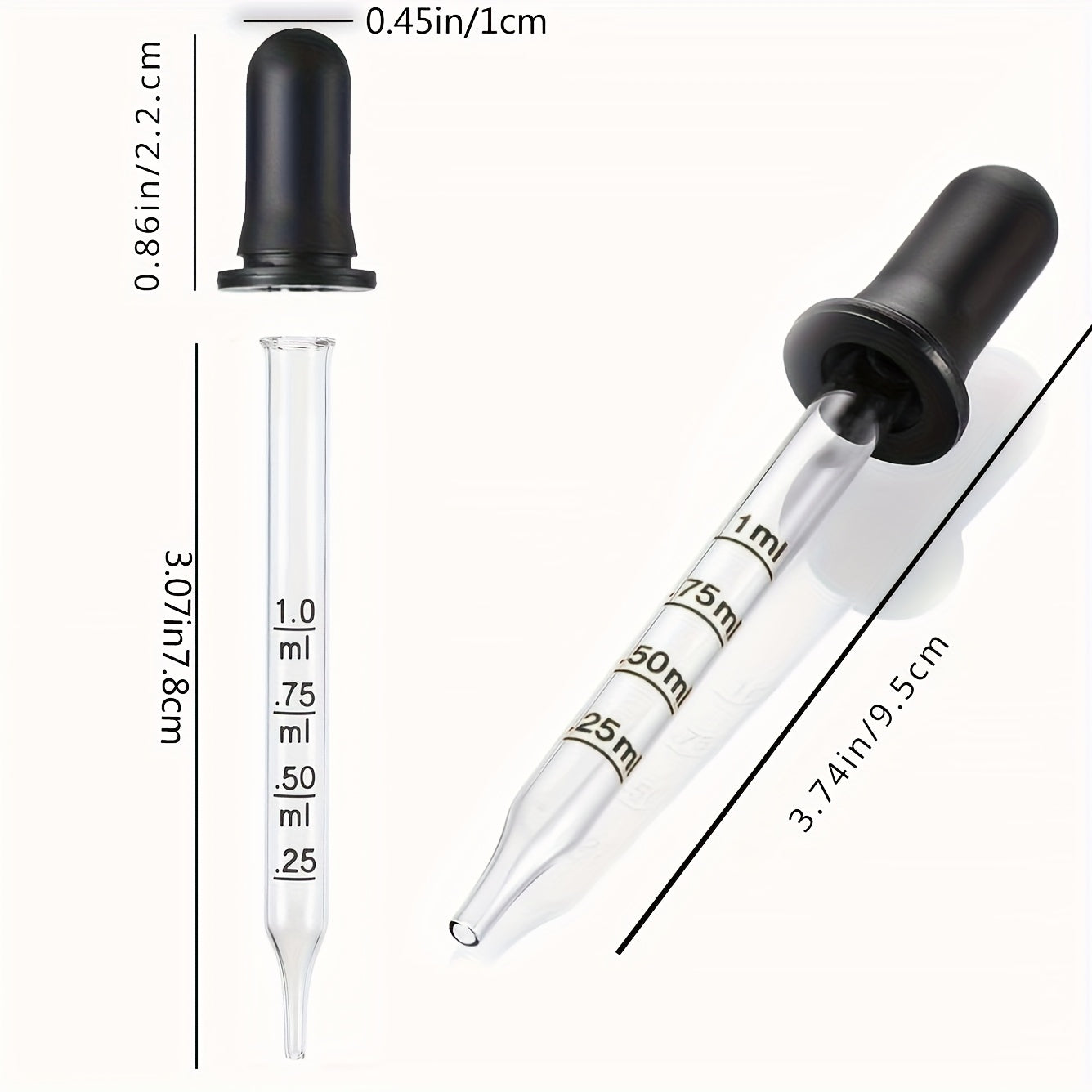 4件装 0.03盎司玻璃滴管，带刻度