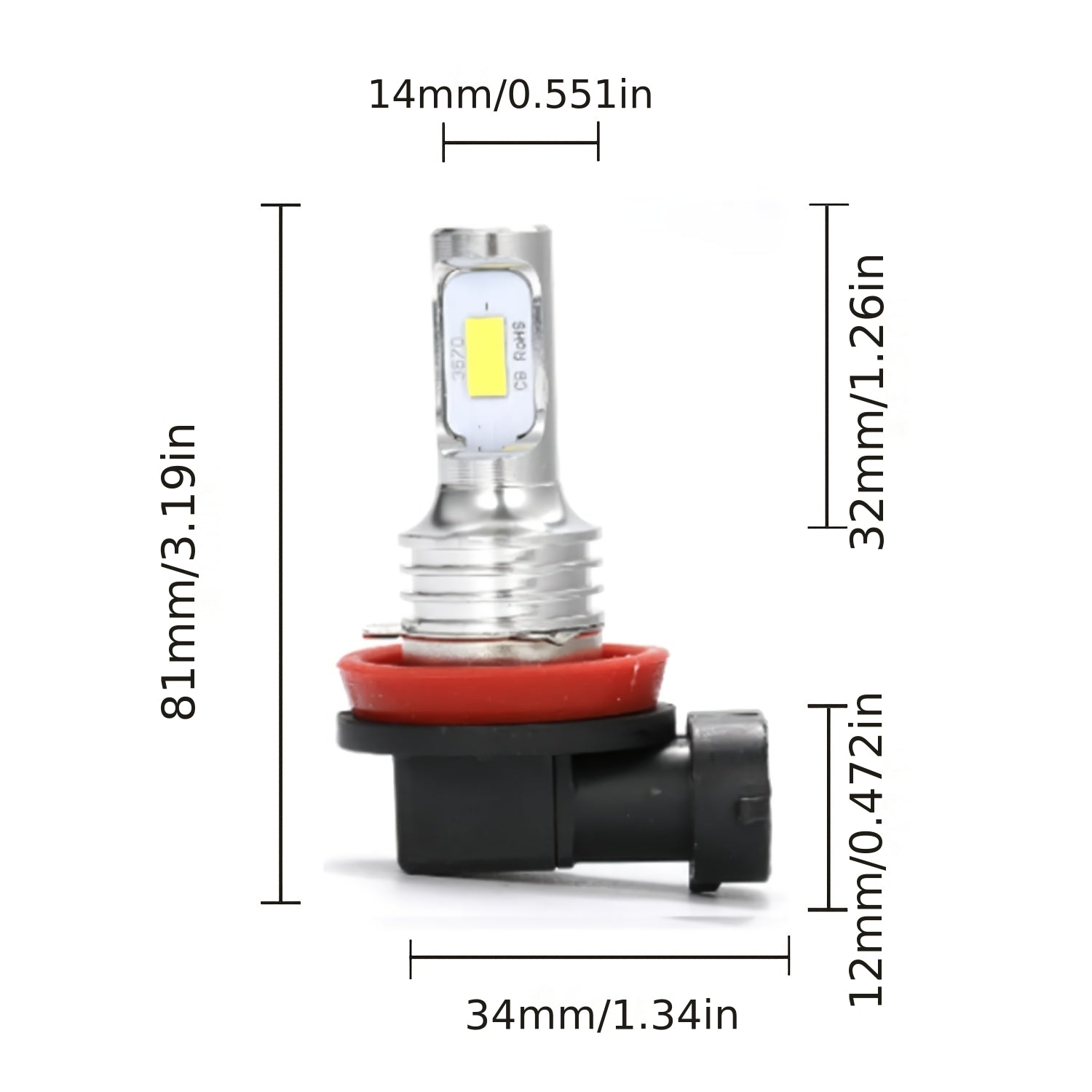 2-Pack 9005 H11 LED Headlight Bulbs 80W Super Bright Fog Light 3570 Chipset 2SMD CANBUS Error-Free Decoder, Replacement Headlight Bulbs for Cars and Trucks