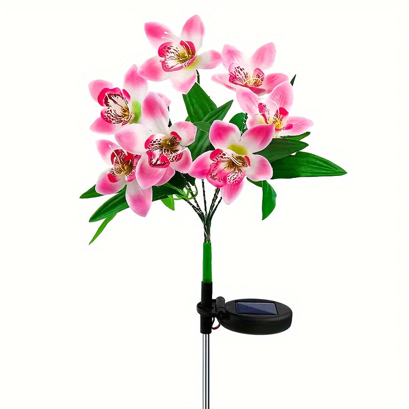1/2 Piece Solar 7 Orchid Lawn Light Outdoor Waterproof Decorative Courtyard High-Brightness Garden Corridor Ground Insert Lawn Light Outdoor Solar Light Outdoor Lawn Light