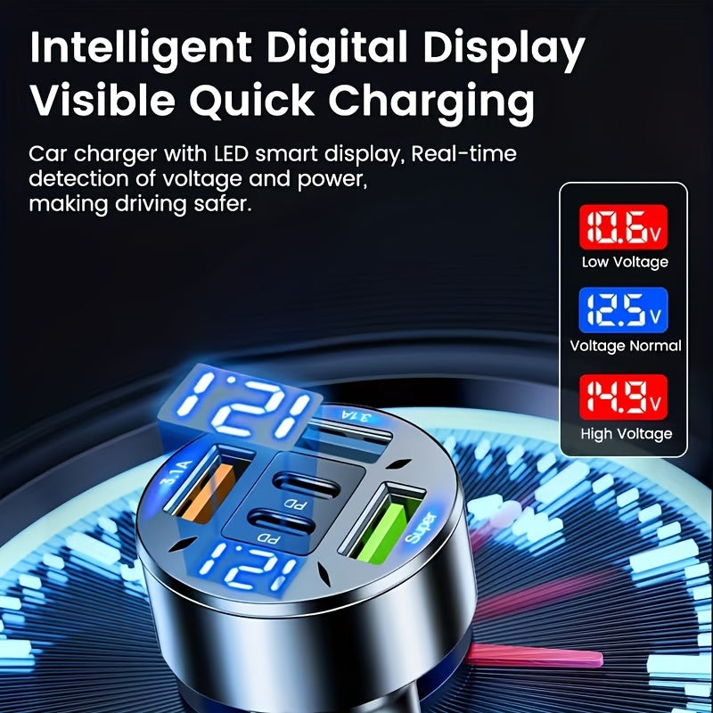 5-Port 36W USB C Car Charger with PD Fast Charging | Compatible with iPhone 12/13/14 Pro, Samsung, Xiaomi 11 - Perfect Holiday Gift