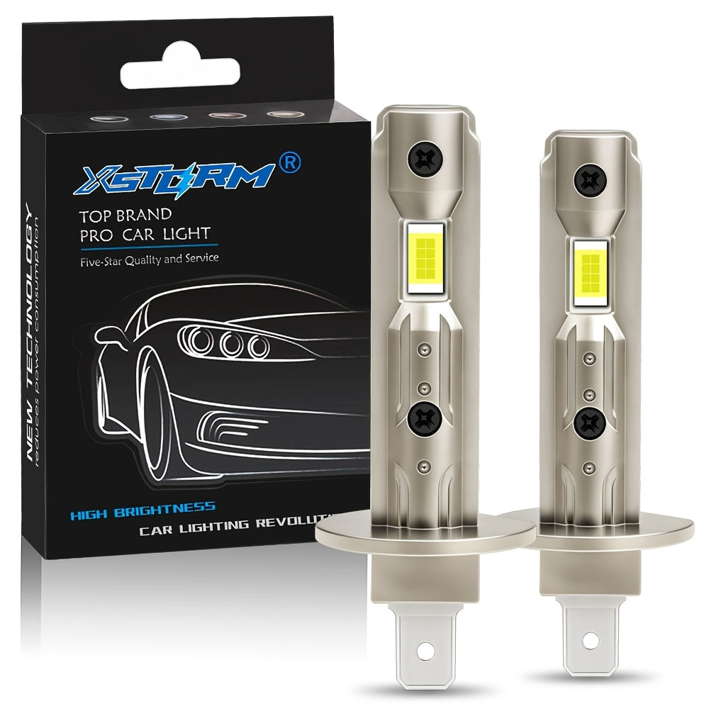 Xstorm 2Pcs 20000 Lumens H1 LED Mini Headlights Canbus H1 LED Light CSP for Car Headlight Fanless Daytime Running Light Car Fog Light 12V 6500K White Light