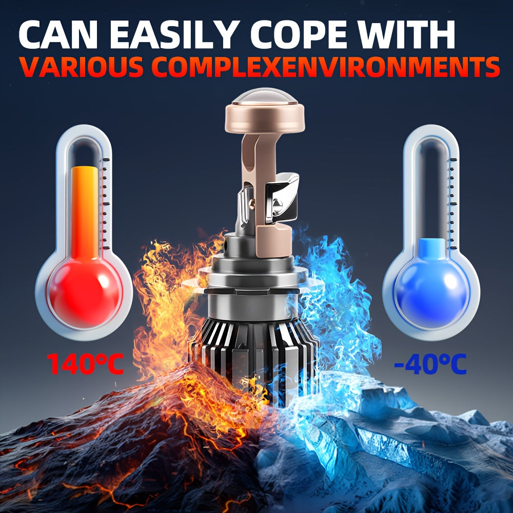 2 Projector Lens 9005/HB3 9006/HB4 H7 H11 Car Bulbs H4 High/Low Beam Integrated 6000K Brighter White Light, Wireless Car Lighting Plug-and-Play No Battery Needed