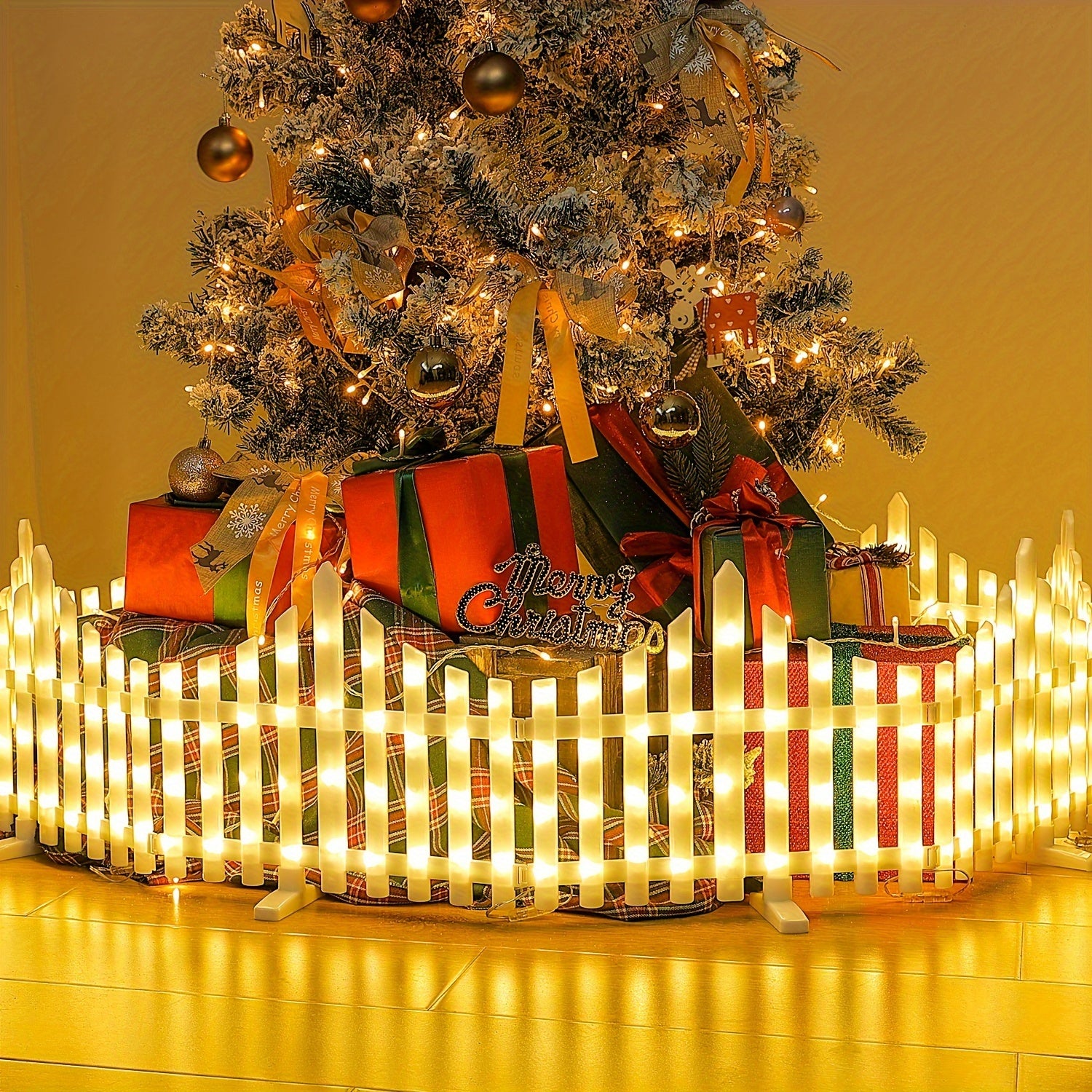 8-Piece Set, Each Size Width 13.78 Inches, Length 11.22 Inches, Solar Fence Light Outdoor Garden Decoration, Christmas Flashing Light Decor, Colorful LED Glowing Lantern, Courtyard Villa Decorative Light, Protection Rating IP44