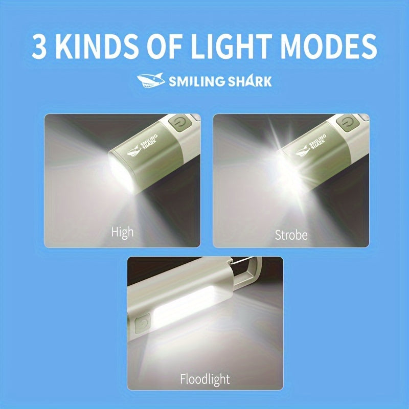 1 Unit of The SMILINGSHARK SD1023 Portable LED Flashlight, Featuring a Super Bright Handheld Zoomable Design, USB Rechargeable Capability, Colorful Appearance, a Hook Lock Feature, And Functions As a Power Bank