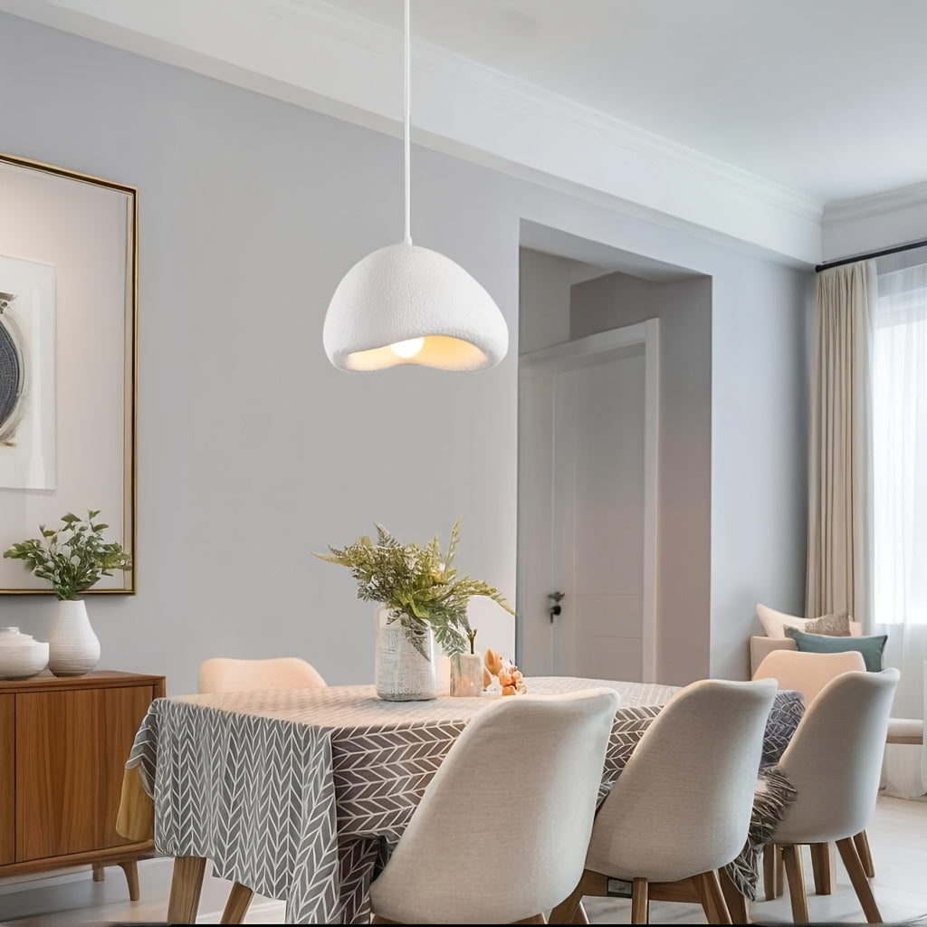 1pc mid-century modern white pendant light, E27 base - nest design, PVC lampshade, semi-flush mount installation, for bedroom, living room, kitchen and hallway - hardwired, 220V, no battery needed, kitchen lighting