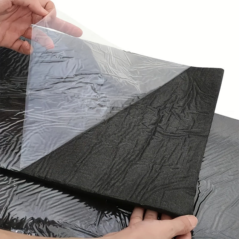 自粘铝箔保温卷，耐热隔音降噪汽车房车泡沫地板屋顶绝缘材料，黑色，高温耐用，表面纹理设计