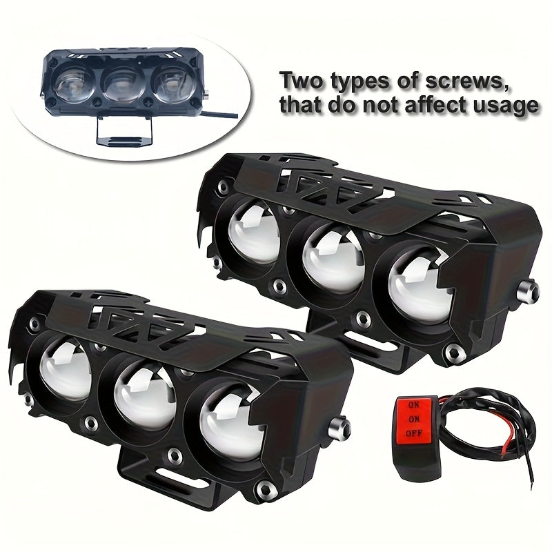 Super Bright LED Motorcycle Light - Dual Color High/Low Beam Car Light, Suitable for Sedans, Trucks, SUVs and UTVs, 12V/24V Voltage, Mini Lens, Black Housing, Off-Road Specific