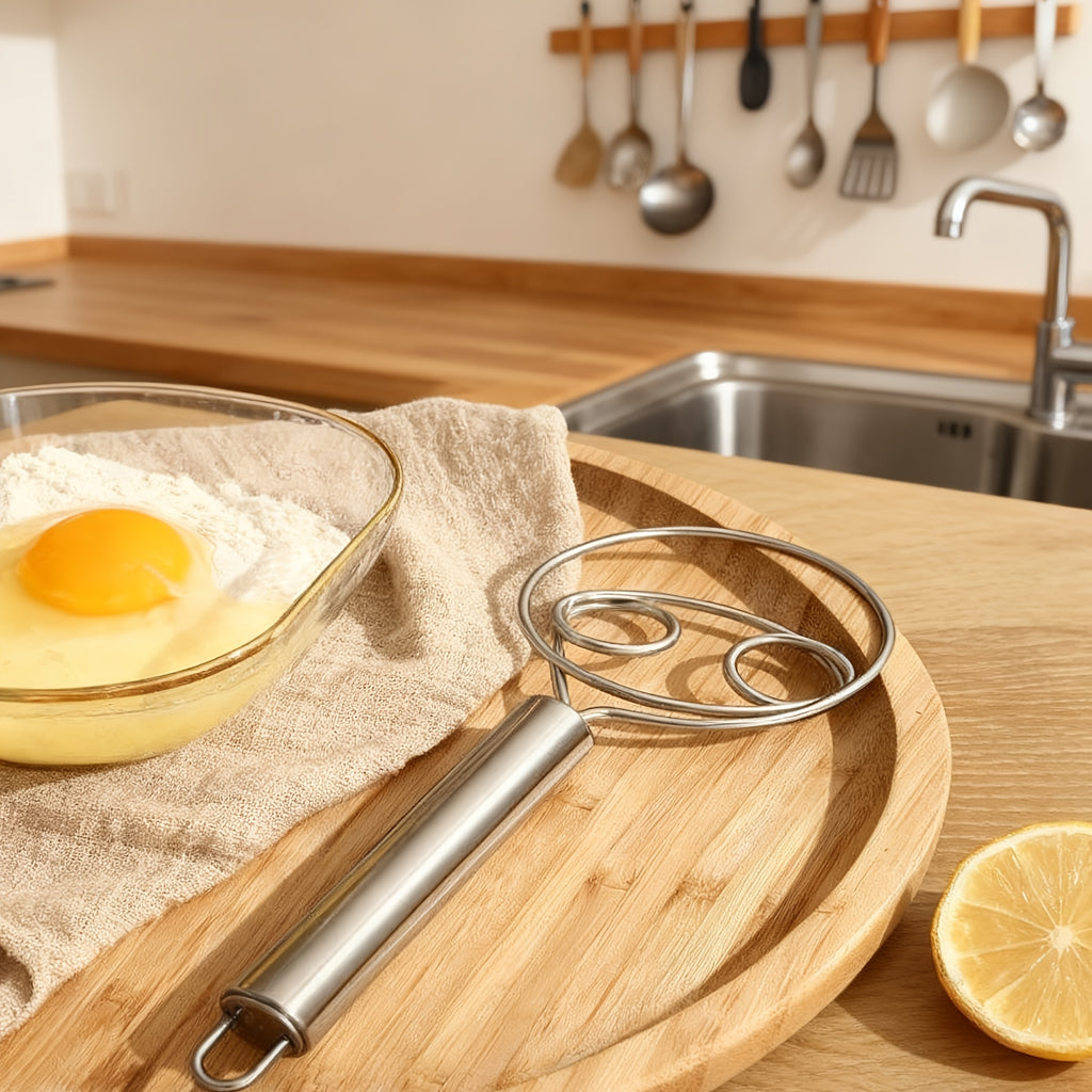 Manual Dough Mixer, Multifunctional Stainless Steel Dough & Egg Beater Stirring Stick, Ideal for Pasta, Mashed Potatoes, Kitchen Gadget & Gift