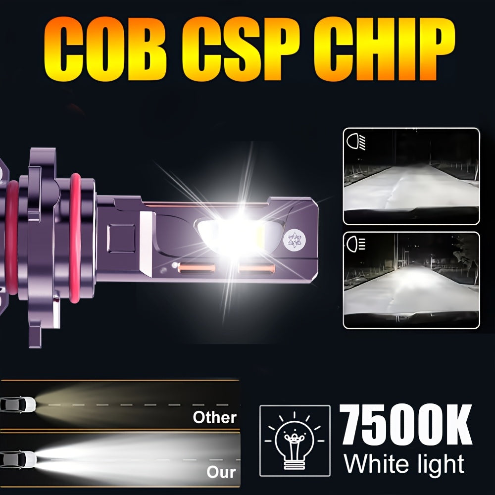 2PCS LED Car Headlights / Universal Fit, Compatible with H11/H4/H1/H7, 9005/9006/9012 - 58000LM, 7500K Cool White Light, Super Bright Chips, Plug-and-Play System, Built-in & External Driver, No Battery Included