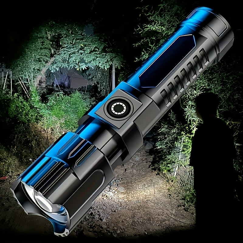 High Brightness Zoomable Flashlight, Built-in Rechargeable Lithium Battery, Portable Adjustable Focus Torch, Compact & Powerful for Camping Emergency Use