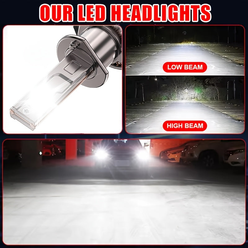 2Pcs LED Car Headlight Bulbs, 7500K White, High Beam and Low Beam, Bright Chips, 12/24V, Aluminum, Plug-and-Play, with External Driver Can, Compatible with H4 H7 H11 H9 9005 HB3 9006 9012 Hir2 H8 HB2