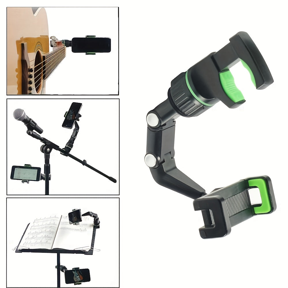 360° Rotating Adjustable Phone Holder – Car Mount & Guitar Stand, L-Shaped Design with Secure Grip, Durable Plastic Construction for Hands-Free Viewing & Music Playback, Car Accessory, Stylish Look, Sturdy Build