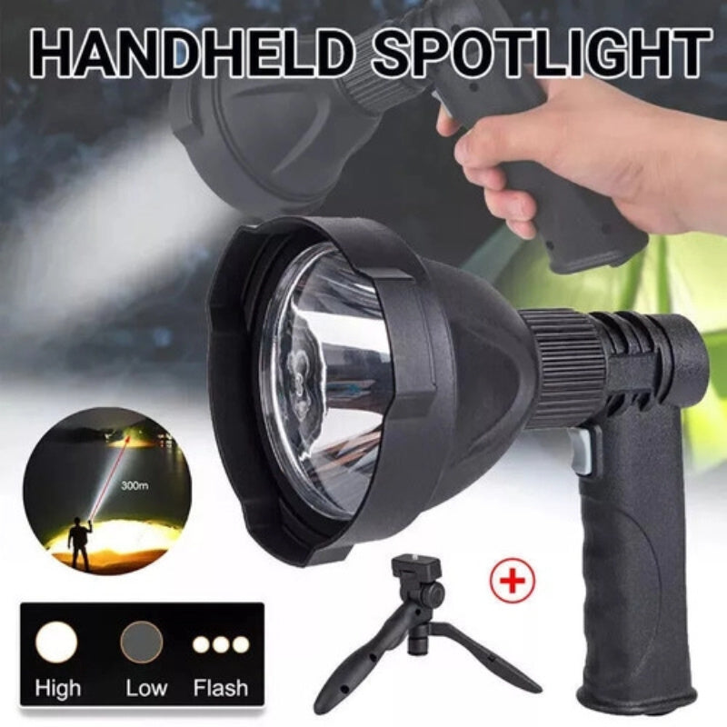Rechargeable spotlight flashlight outdoor handheld LED flashlight ultra-bright spotlight, with 3 modes, suitable for hunting, camping, boating and hiking