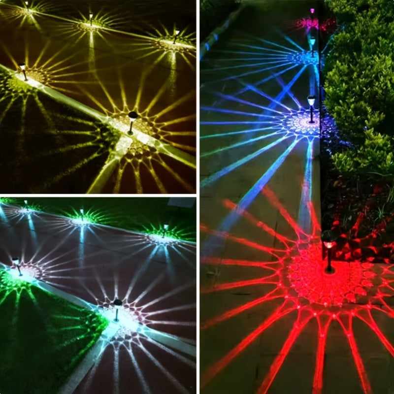 4-Piece Solar Pathway Light Set with Color Gradient LED, Perfect for Illuminating Paths, Villas, Courtyards, and Enhancing Garden Landscapes, Great for Festive Party Decorations