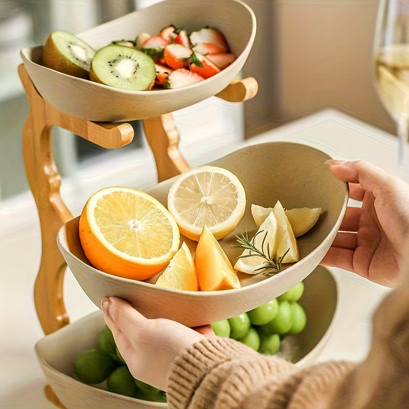 Fast Shipping, 1-Tier / 3-Tier Fruit Tray Stand, Kitchen Counter Storage Rack, Space-Saving Multi-Layer Fruit Vegetable Bowl, Suitable for Dining Table Pantry Cafe, Modern Wave Design Stylish Home Essential for Daily Cooking