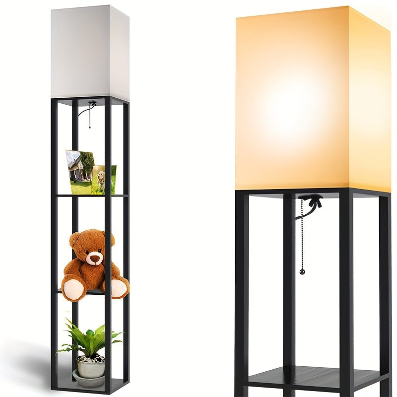 1 piece shelf pole lamp, modern 3-tier 9W LED bulb reading bedside light, narrow corner night light suitable for bedroom and living room