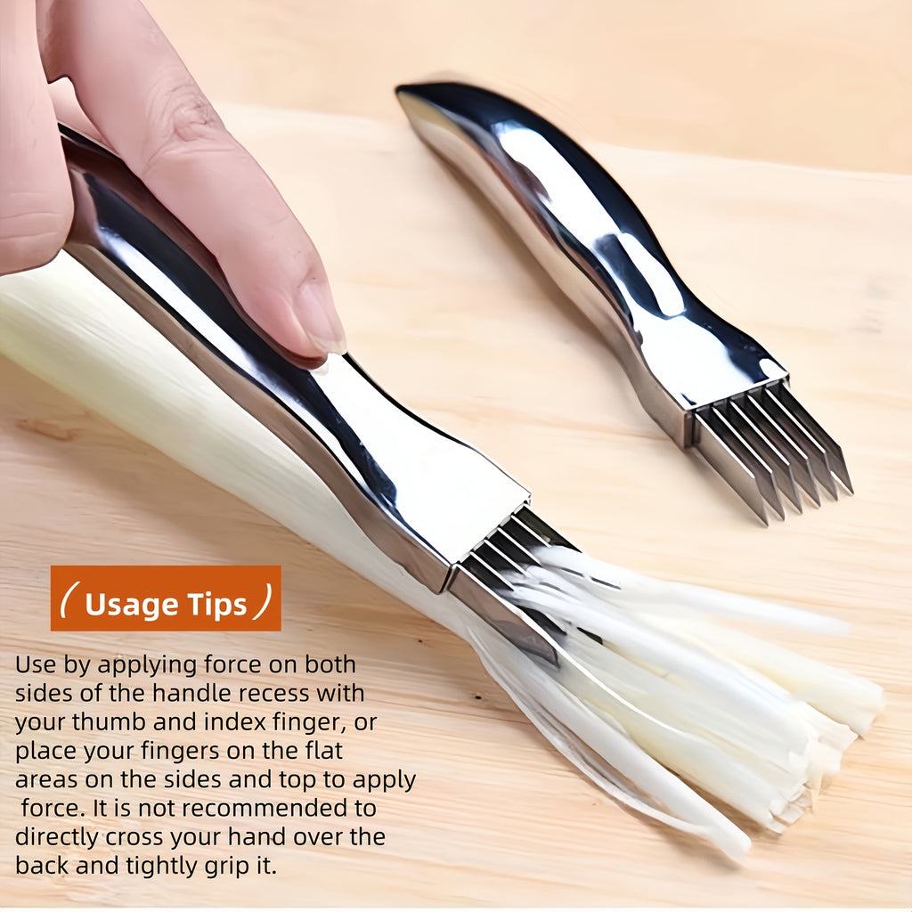 One Multifunctional Stainless Steel Vegetable Slicer - For Onion, Garlic, Tomato - Handheld Onion Cutter with Multiple Blades for Efficient Slicing - Must-Have Kitchen Gadget, Vegetable Slicer & Chopper