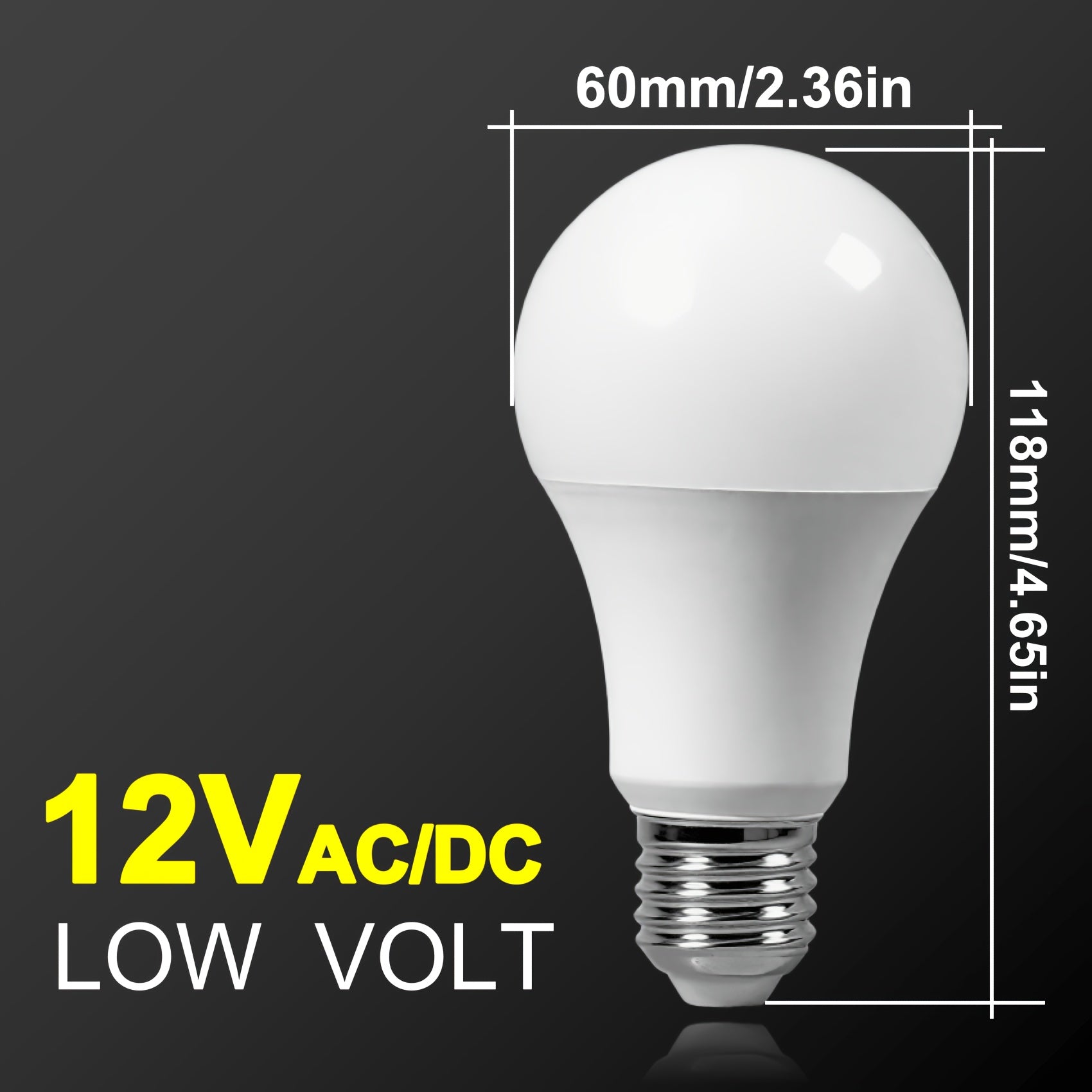 2-pack 12V low voltage LED tube, AC/DC dual-use, suitable for battery packs, generators, E27 screw base, shatterproof tube, high brightness (6500K/bright white, 4000K/daylight white, 3000K/warm white)