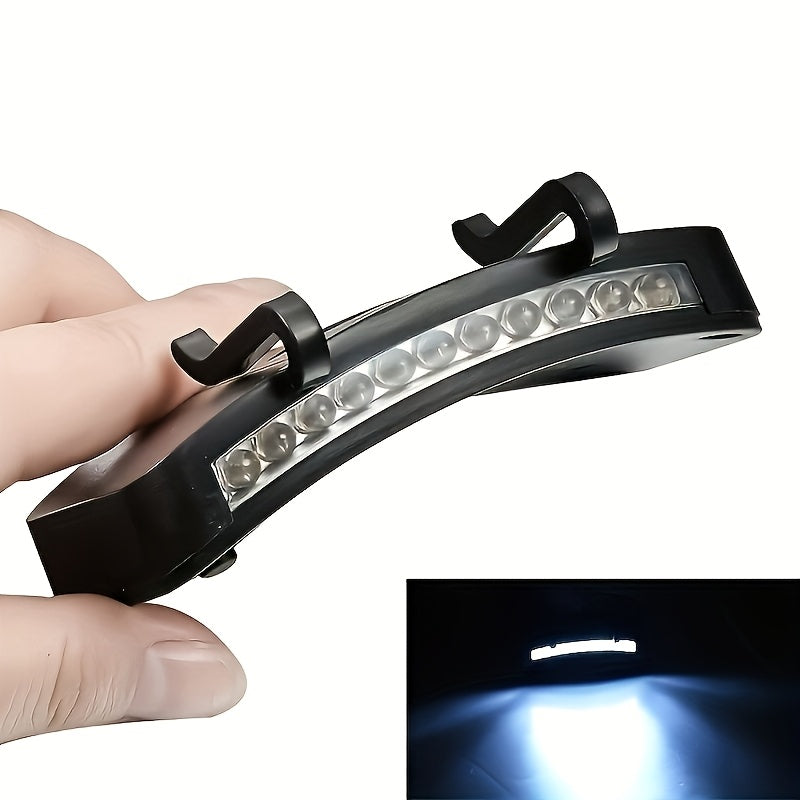 2Pcs Clip-On Headlamp, 11 LED Cap Clip Light, Hands-Free Flashlight, Portable Lightweight Head Lamp, Suitable for Running Working Cycling Camping (AAA Battery Not Included)