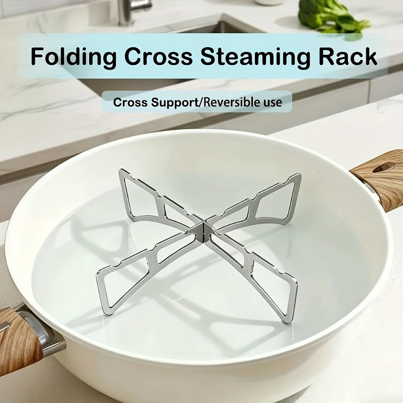 Stainless Steel Heat-Resistant Folding Steamer Rack – Portable, Waterproof & Heat-Insulated Steamer Rack for Camping & Outdoor Use – Easy to Clean