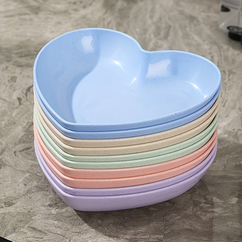 5 or 10 Pieces, Plastic Heart-Shaped Dinner Plate, Fruit Plate, Dessert Plate, Cake Plate, Snack Plate, Pickle Plate – Kitchenware, Kitchen Supplies