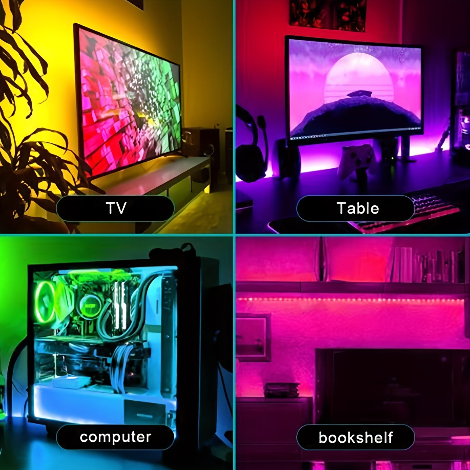 100英尺 RGB LED灯带，带App和遥控器，可同步音乐实现动态颜色变化，非常适合装饰卧室、厨房、派对