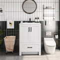 Costoffs Freestanding Bathroom Vanity with Ceramic Sink - 2-Door Base Cabinet with Drawers, Modern Bathroom Storage Combo Set, Home Furniture