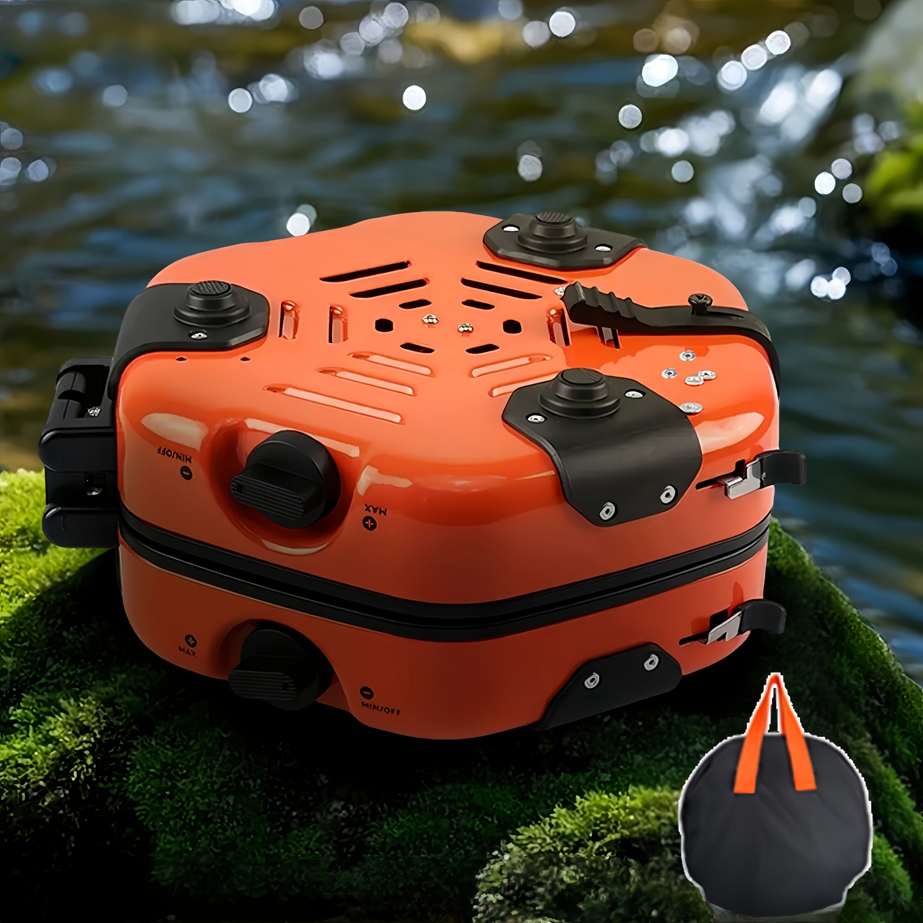 Portable Folding Camping Stove, Dual Burners That Work Simultaneously, Carbon Steel Housing, Built-in Ignition and Flame Control, Ideal for Outdoor Camping, Hiking, Adventure, and More