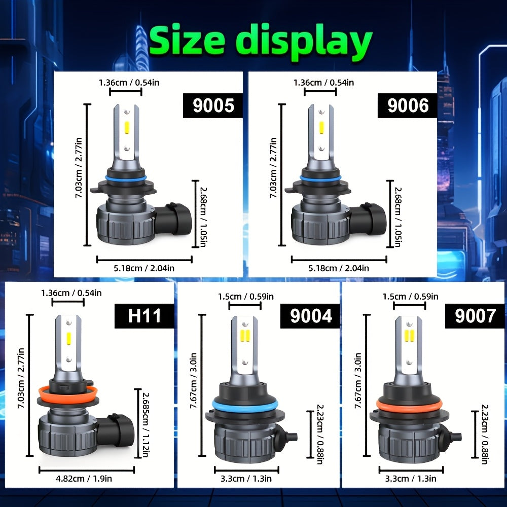 2-Pack 9005/9006/H11/9007 LED Headlight Bulbs, 250W 58000 Lumens 360° Adjustable High/Low Beam Combo Kit, 6500K White Light, Soft Light No Dark Areas No Glare, High-Quality LED Chips