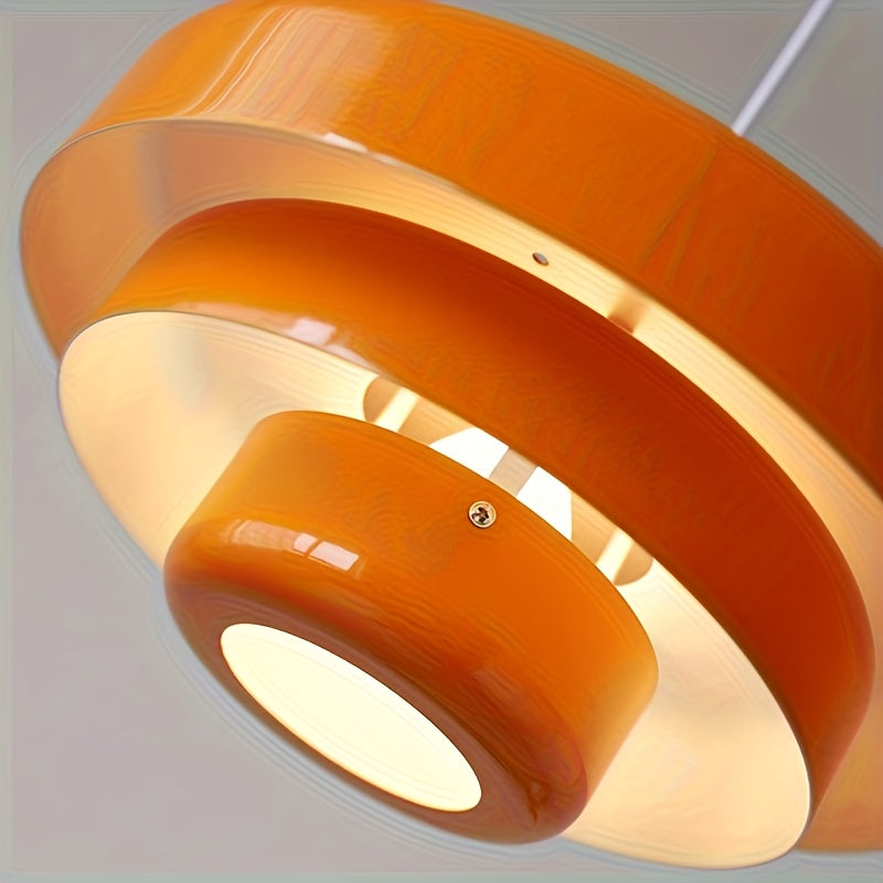 Large Retro Mid-Century Modern Pendant Light - Semi-Flush Mount Pendant Light, Suitable for Dining Room, Living Room, Bedroom, with Metal Bowl Shade, Dimmable Function, E26 Socket (Socket Sold Separately)